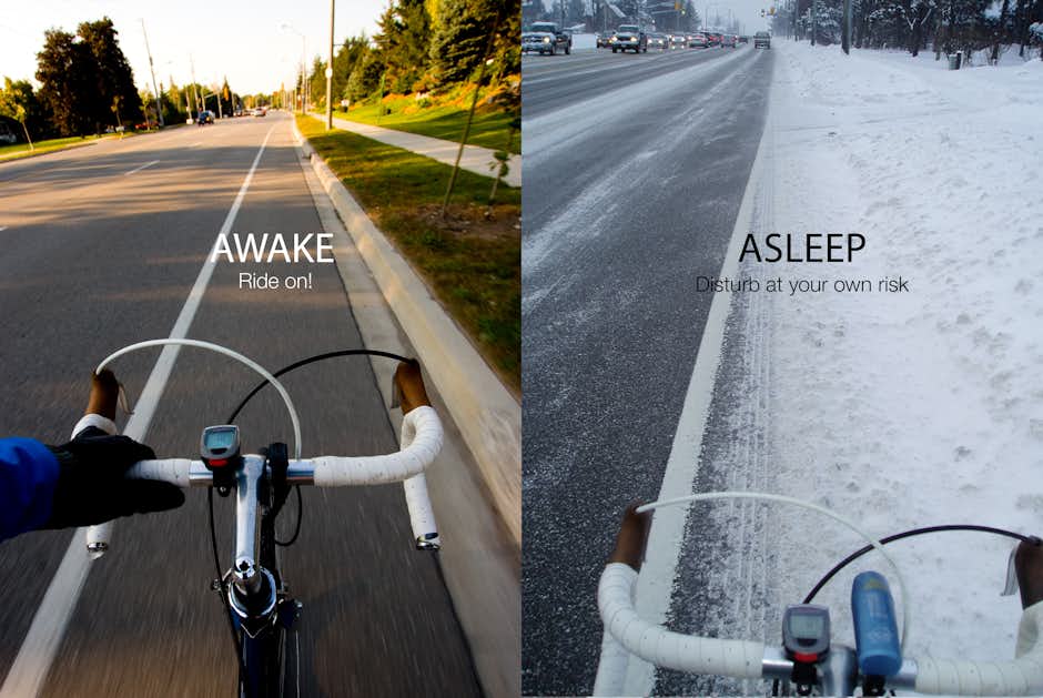 Comparison between bicycle lanes in the summer and in the winter