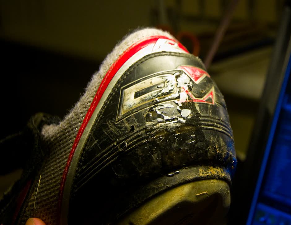 Epoxy applied to the back of the shoe Epoxy applied to the back of the shoe